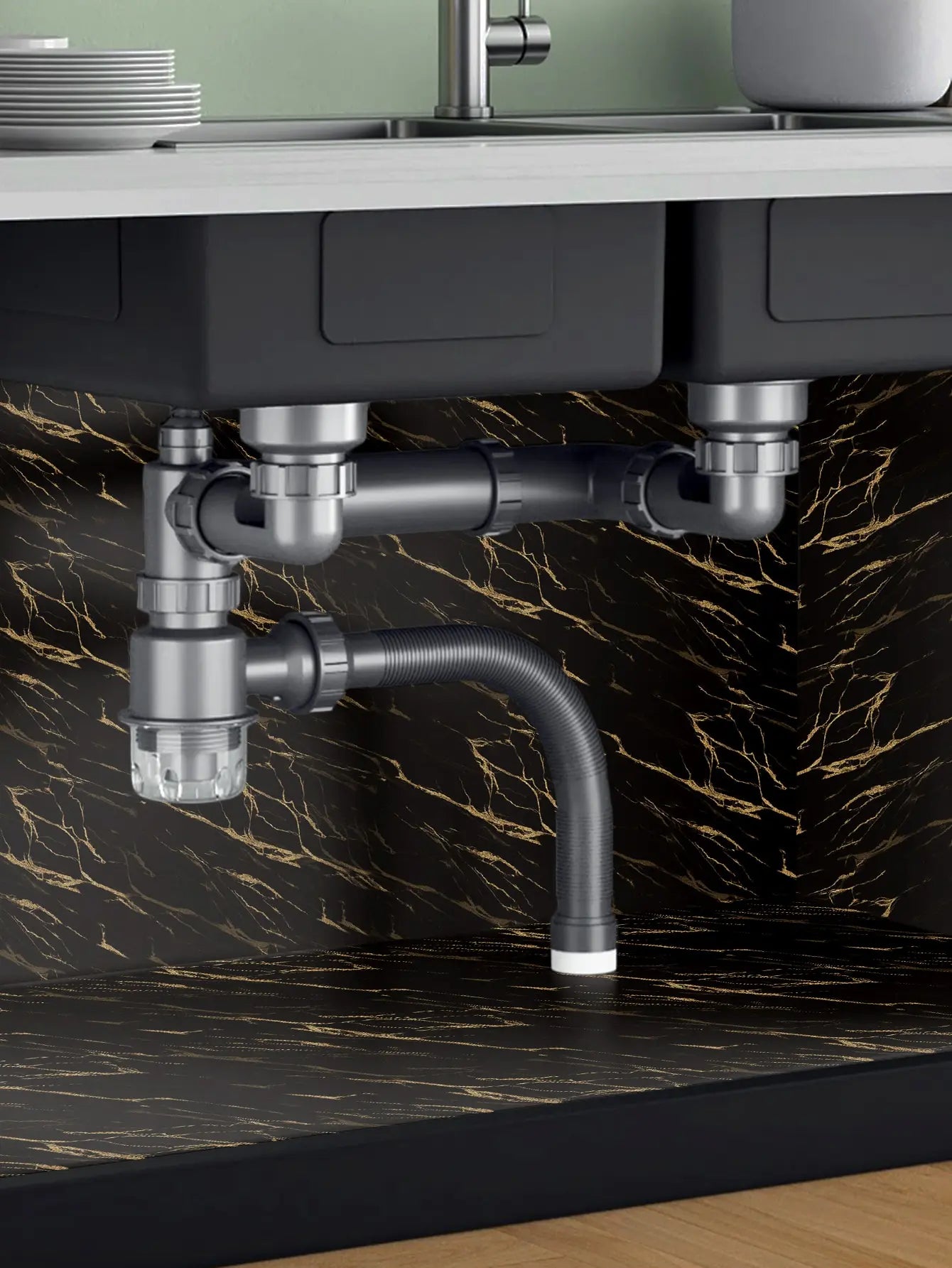 Folha de mármore decoração papel de parede autoadesivo impermeável à prova de óleo adesivos para móveis, armários, bancadas de cozinha renovação