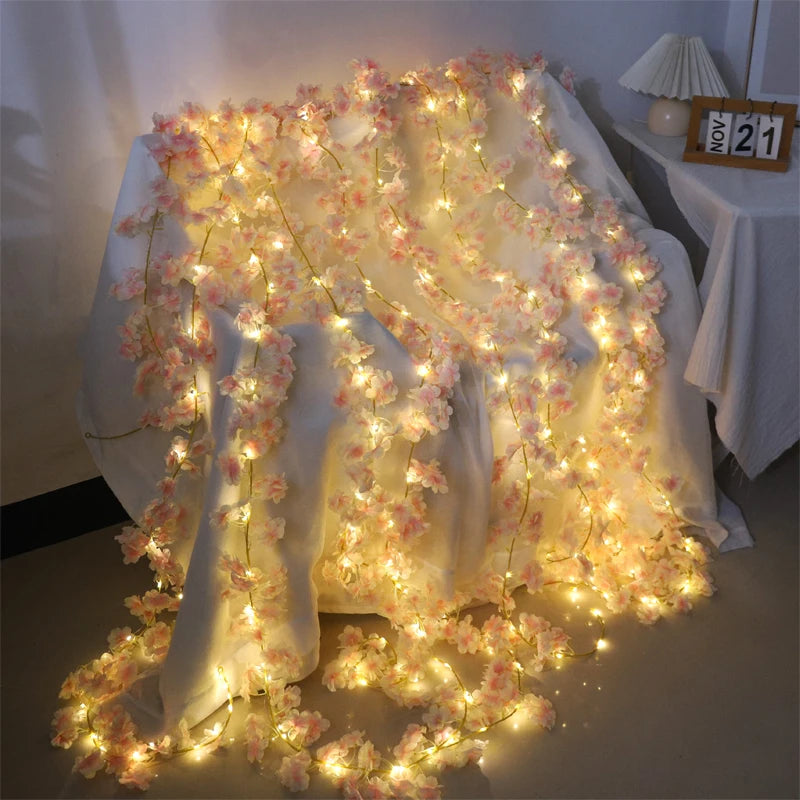 180cm artificial sakura flores videira casamento jardim rosa arco decoração de festa em casa natal nupcial falso seda scrapbook plantas