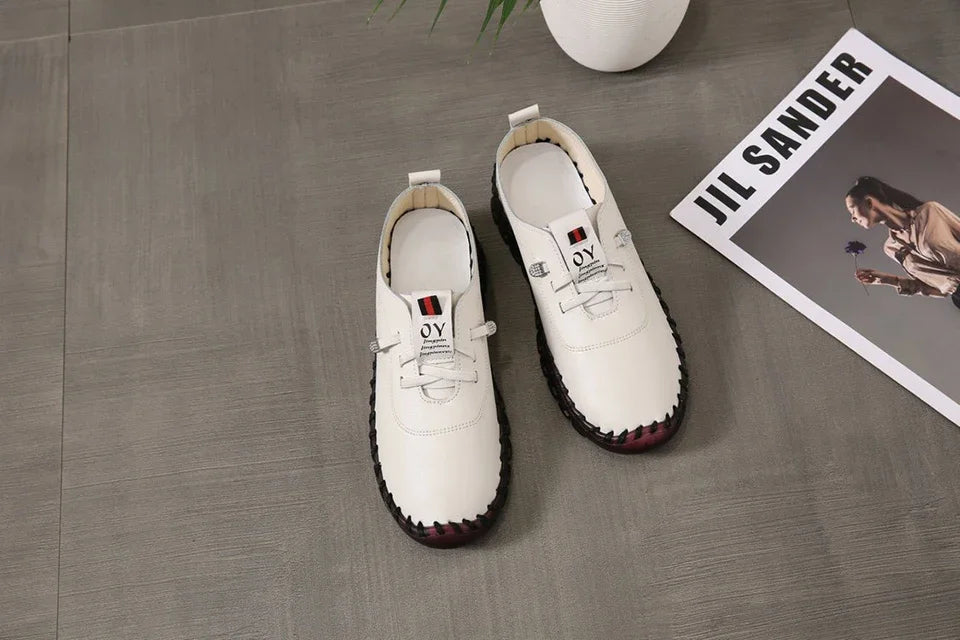 Sapatos esportivos femininos de couro pu, tamanho grande 35-43 jardas, tênis de corrida, fundo plano com tiras elásticas, tênis para mulheres