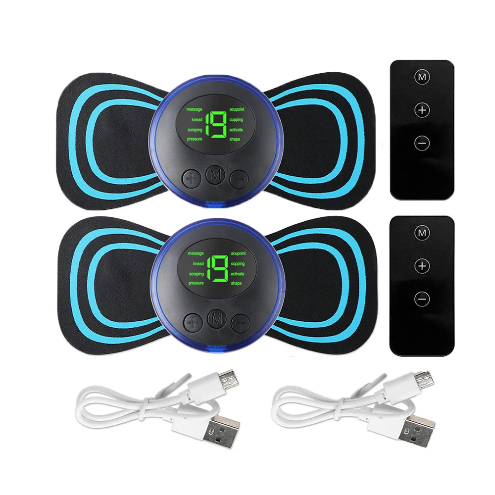 Mini portátil ems pescoço massageador elétrico maca de pescoço para alívio da dor muscular cervical e remendo de massagem de relaxamento de ombro