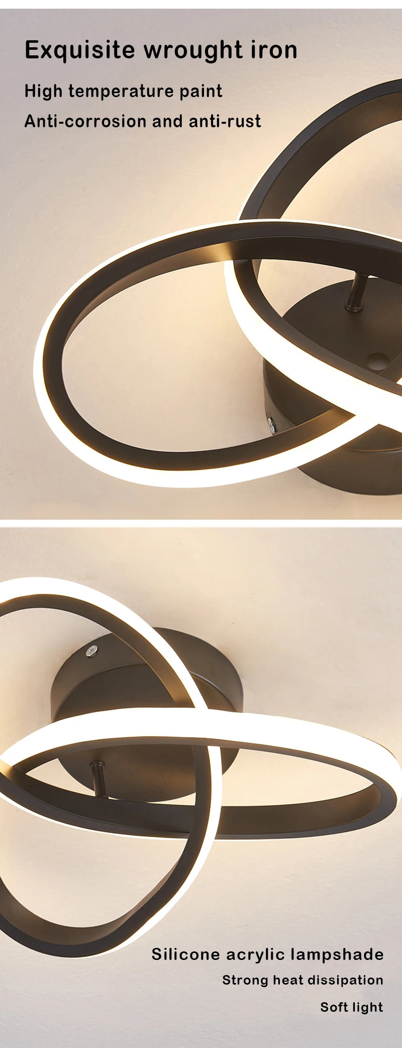 Estilo Moderno Household LED Lustre, Lâmpada Do Teto, Luz Do Quarto, Instalação De Superfície, Lâmpada De Sala De Jantar, 3 Cores, AC 220V