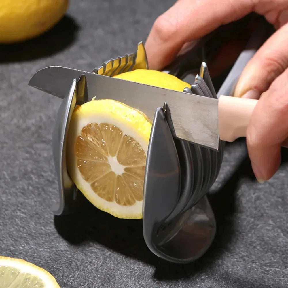 Fatiador de limão laranja portátil de cozinha em aço inoxidável, clipe de corte de tomate, fatiador de frutas, cebola, acessórios de cozinha