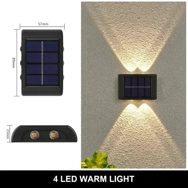 Luz de parede solar ao ar livre 12 led à prova dwaterproof água luz do jardim pátio balaustrada atmosfera decorativa para baixo lâmpada solar luminosa