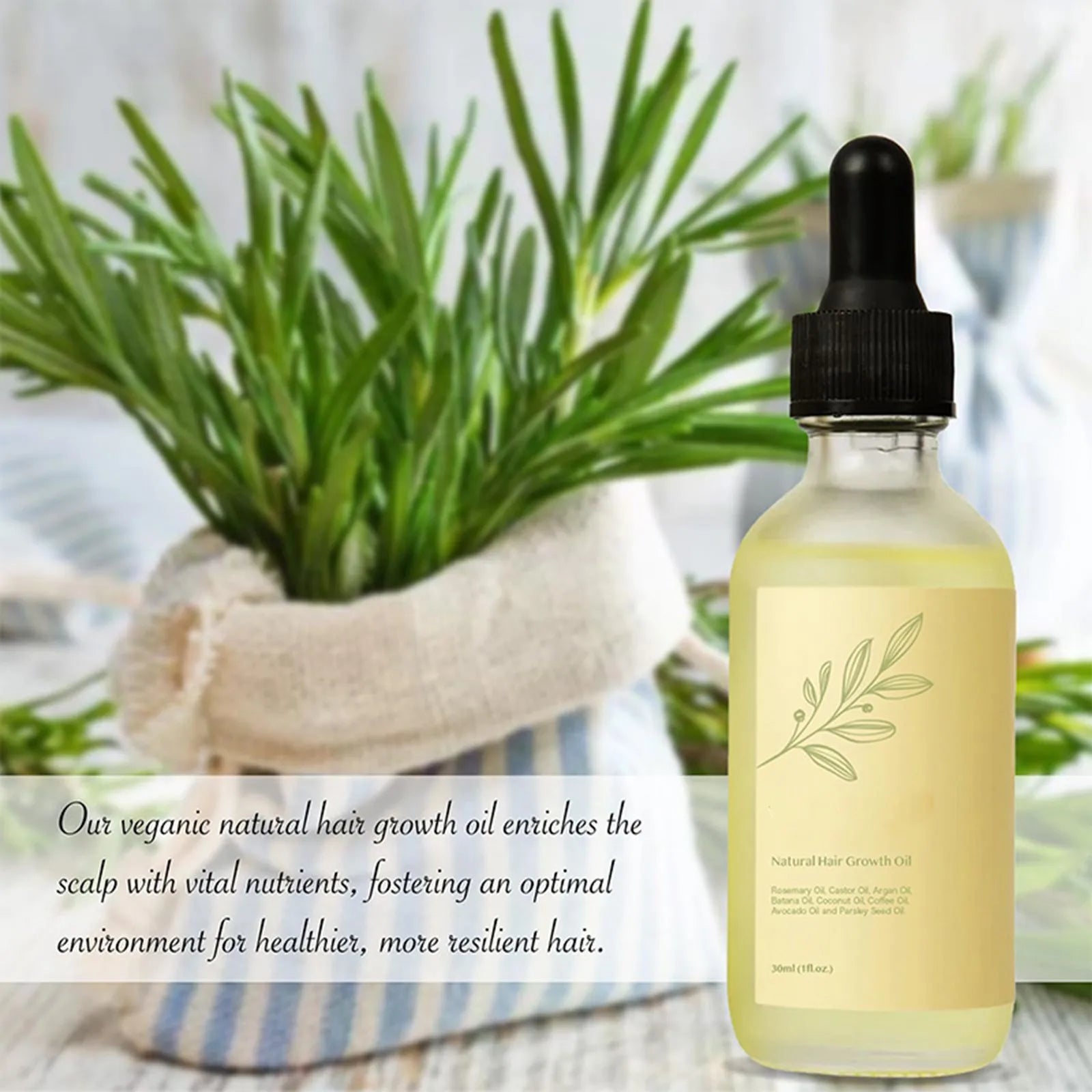 Óleo de crescimento vegano natural para cabelos secos e danificados, óleo para cabelos secos e cabelos