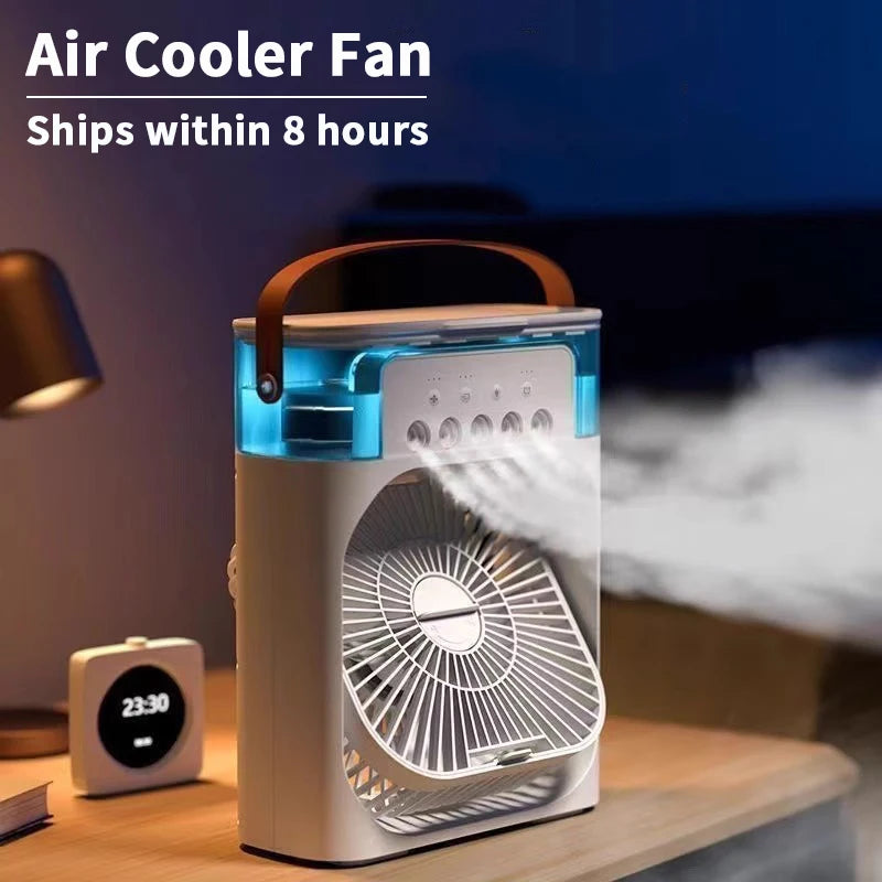 3 em 1 novo ventilador ar condicionado doméstico pequeno refrigerador de ar led night light portátil umidificador ventilador de ajuste de ar escritório casa ventilador