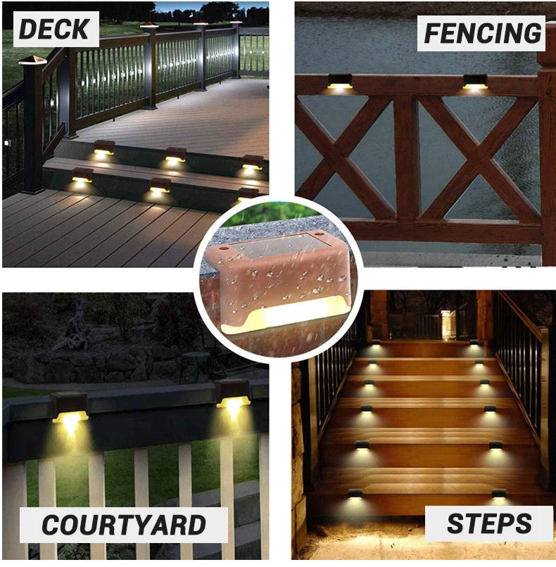 1/4/8/12/pcs solar luzes led ao ar livre jardim luz deck lâmpada solar escadas luz à prova dwaterproof água solar passo lâmpada pátio decoração do jardim
