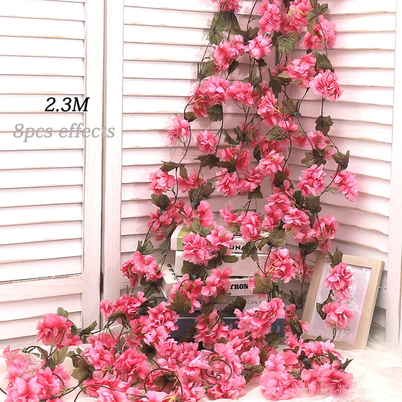 180cm artificial sakura flores videira casamento jardim rosa arco decoração de festa em casa natal nupcial falso seda scrapbook plantas