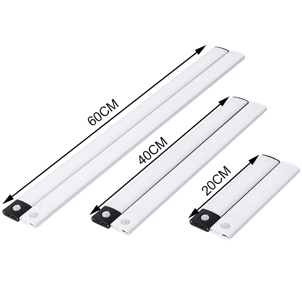 Luz do armário recarregável usb sensor de movimento luz led para cozinha guarda-roupa iluminação do armário 10cm/20cm/40cm/60cm led night light