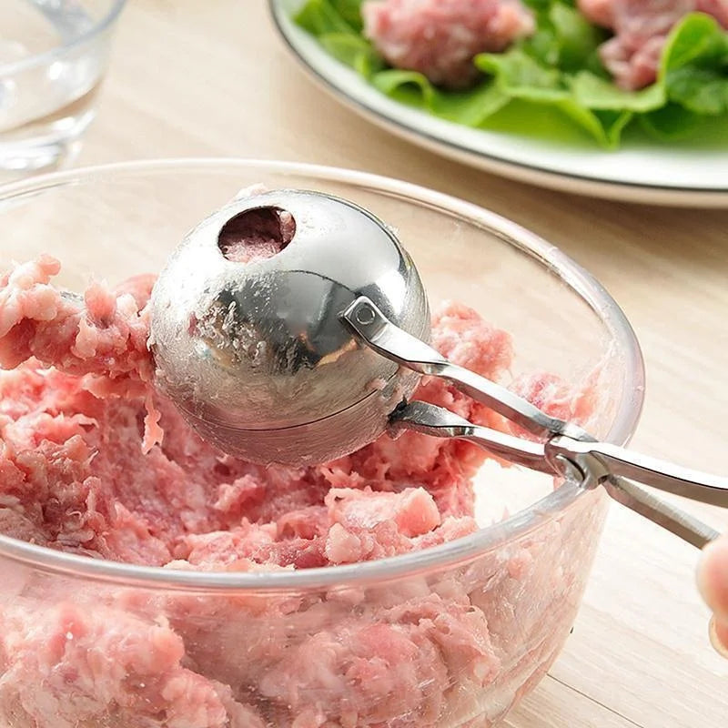 Ferramenta de fazer bola de carne clipe de aço inoxidável redondo bola de arroz shaper colher almôndega fazendo molde antiaderente recheado cozinha gadget