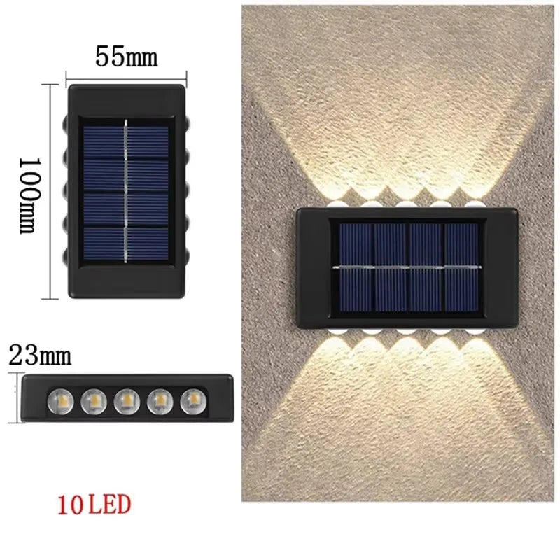 Luz de parede solar ao ar livre 12 led à prova dwaterproof água luz do jardim pátio balaustrada atmosfera decorativa para baixo lâmpada solar luminosa
