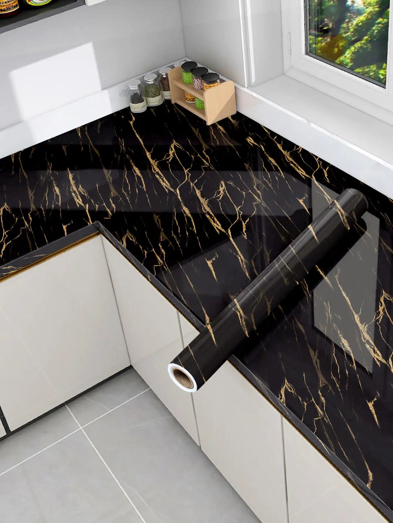 Folha de mármore decoração papel de parede autoadesivo impermeável à prova de óleo adesivos para móveis, armários, bancadas de cozinha renovação