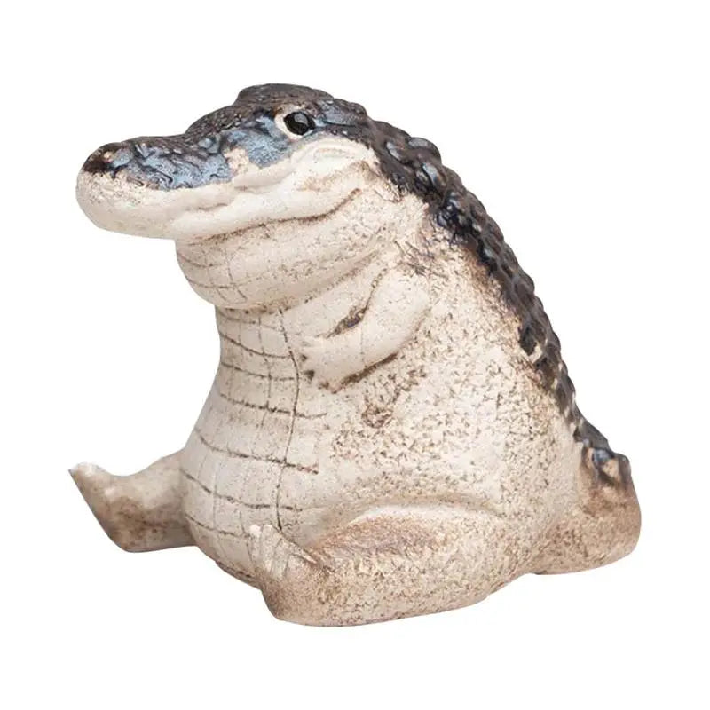 Figura Jacaré, Chubby Crocodile Ornamento, Estatuetas de Resina Animal, Decoração de Jardim, Gramado, Desktop, Varanda