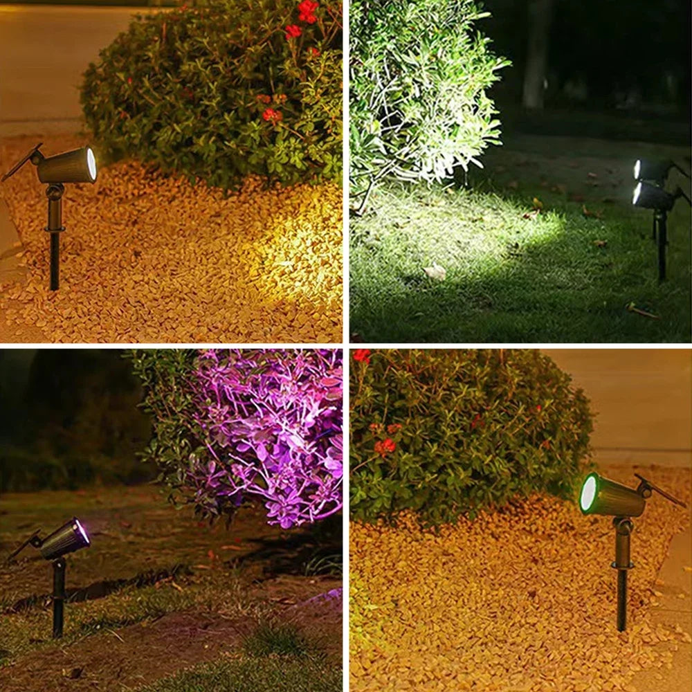 9 led luzes de ponto solar ip65 à prova dip65 água ao ar livre rgb solar paisagem luzes brilho ajustável para jardim quintal palmeiras
