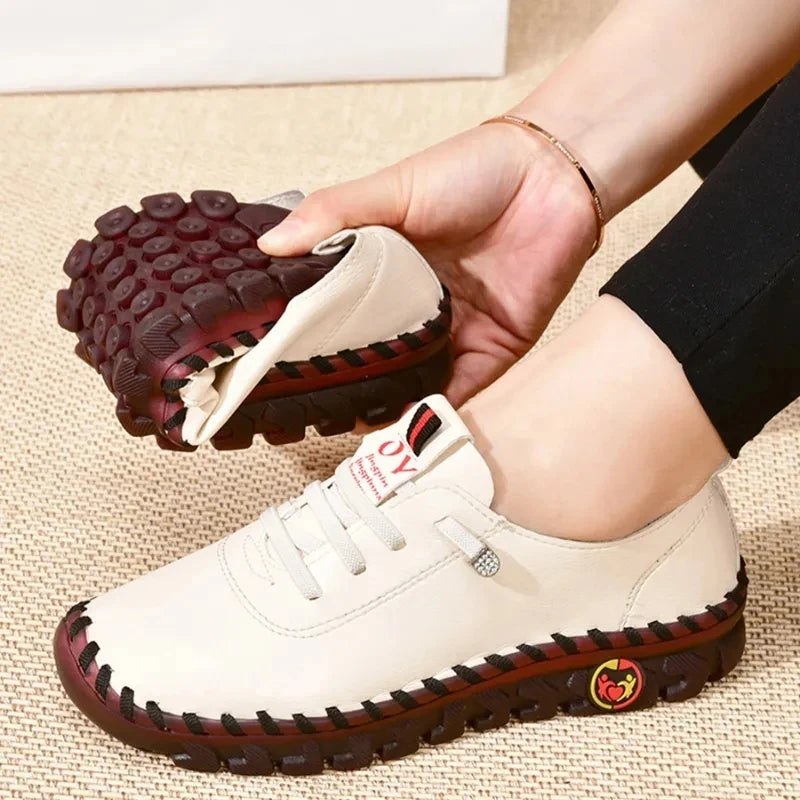 Sapatos esportivos femininos de couro pu, tamanho grande 35-43 jardas, tênis de corrida, fundo plano com tiras elásticas, tênis para mulheres