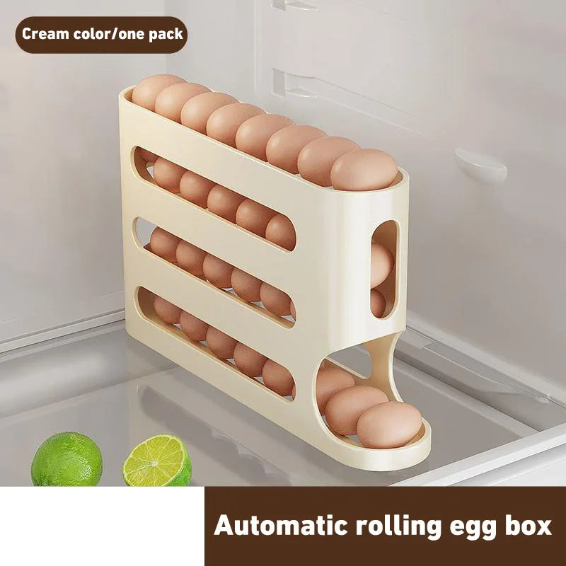 4 camadas de armazenamento de ovos suporte de rolamento automático rack geladeira caixa recipiente cozinha geladeira dispensador de ovos geladeira organizador de ovos