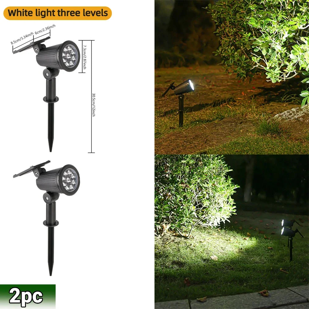9 led luzes de ponto solar ip65 à prova dip65 água ao ar livre rgb solar paisagem luzes brilho ajustável para jardim quintal palmeiras