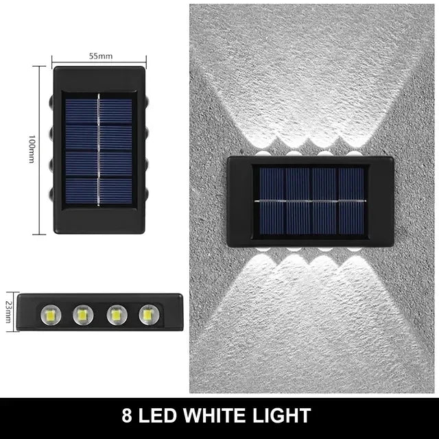 Luz de parede solar ao ar livre 12 led à prova dwaterproof água luz do jardim pátio balaustrada atmosfera decorativa para baixo lâmpada solar luminosa