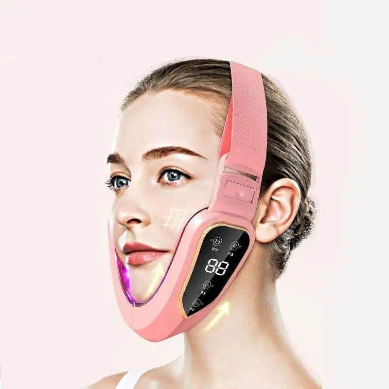Dispositivo de levantamento facial led fóton terapia facial emagrecimento vibração massageador facial aquecido queixo duplo v rosto vibração massageador