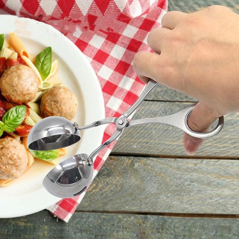 Ferramenta de fazer bola de carne clipe de aço inoxidável redondo bola de arroz shaper colher almôndega fazendo molde antiaderente recheado cozinha gadget