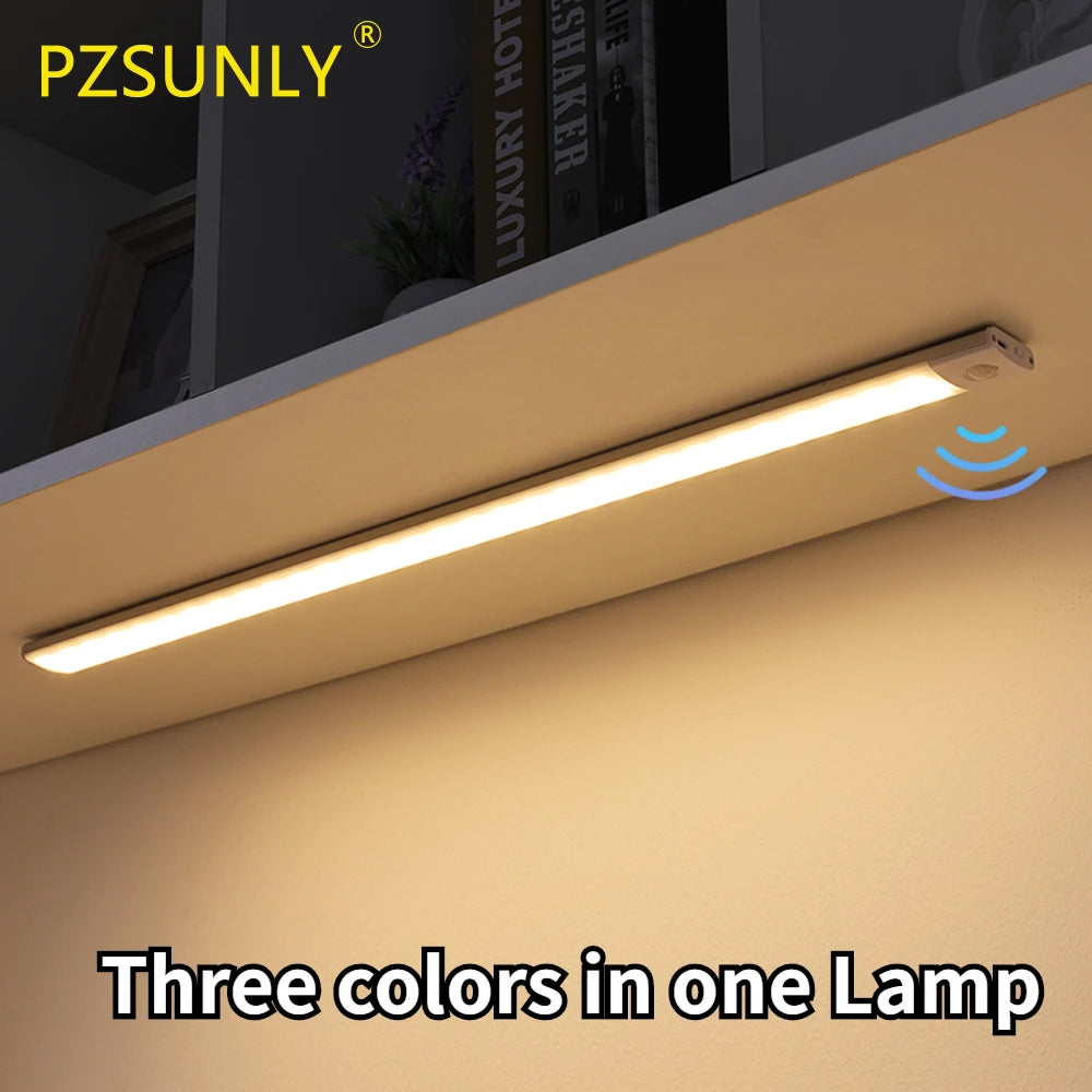 Luz do armário recarregável usb sensor de movimento luz led para cozinha guarda-roupa iluminação do armário 10cm/20cm/40cm/60cm led night light