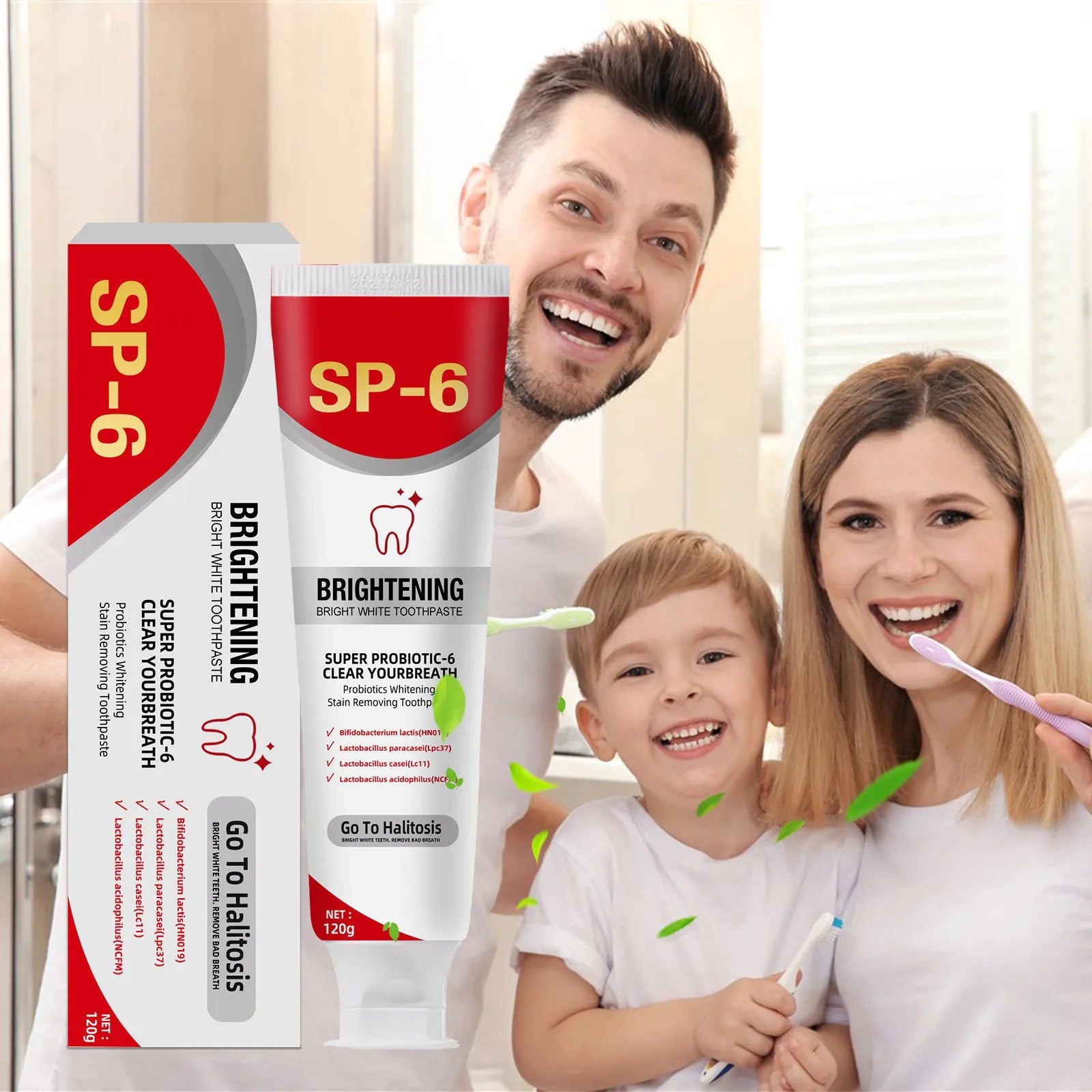 Sp 6 ultra branqueamento sp 6 creme dental ultra branqueador sp-6 probiótico clareamento creme dental limpeza profunda cuidados dente
