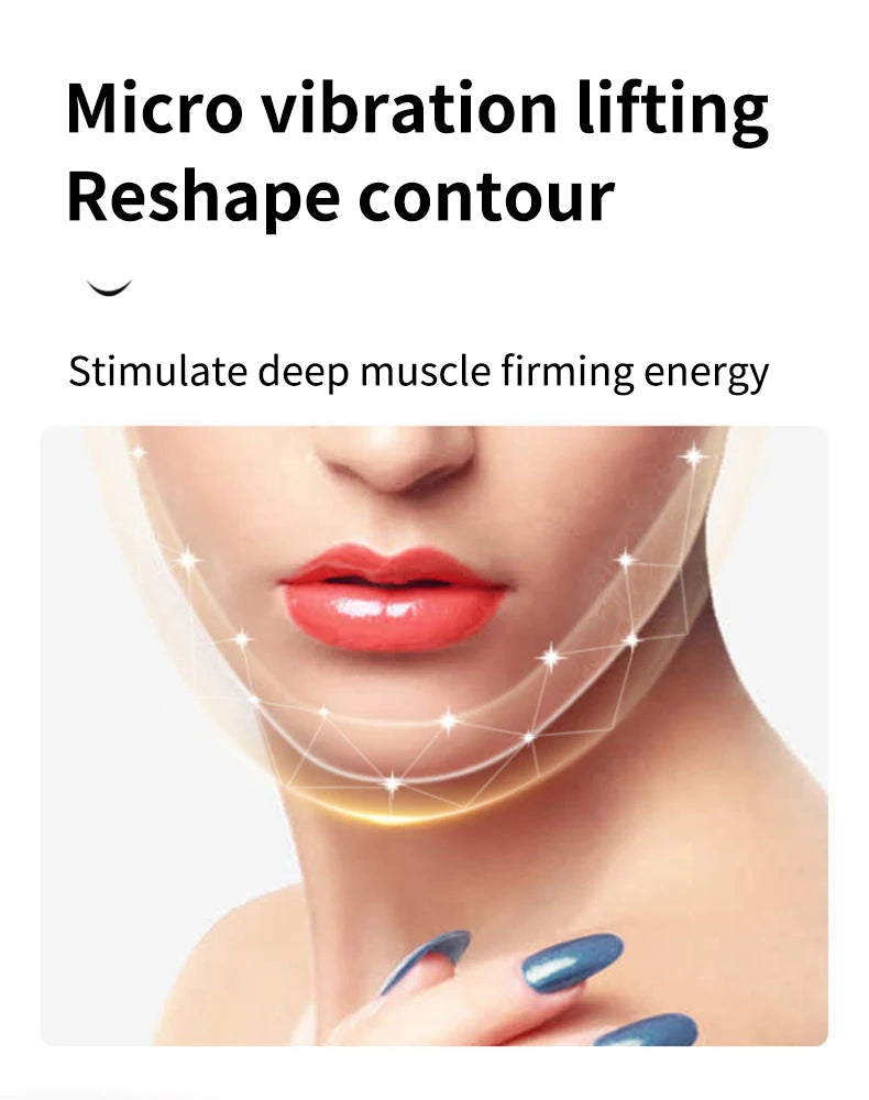 Dispositivo de levantamento facial led fóton terapia facial emagrecimento vibração massageador facial aquecido queixo duplo v rosto vibração massageador