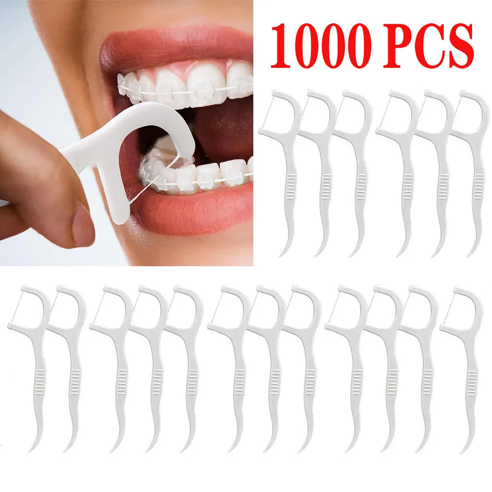 Palhetas de Fio Dental Sabor Menta, Palitos com fio, Linhas dentárias, Limpeza