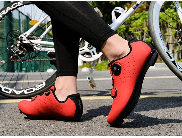 Tênis profissional masculino ultraleve fivelas duplas sapatos de ciclismo mtb luminoso sapatos de bicicleta de estrada auto-bloqueio sapatos de grampo de bicicleta