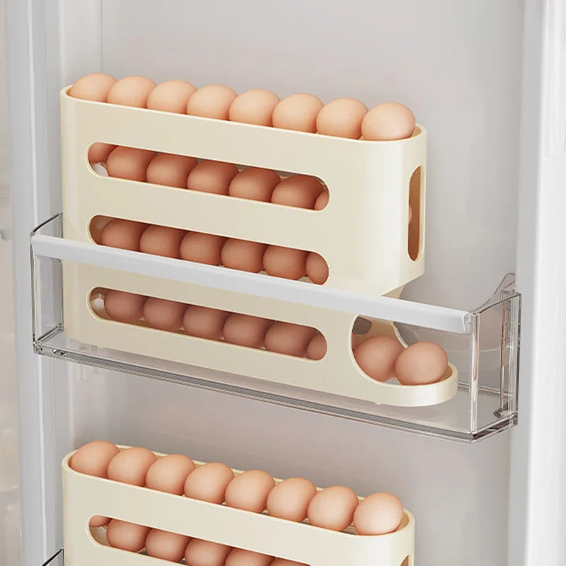 4 camadas de armazenamento de ovos suporte de rolamento automático rack geladeira caixa recipiente cozinha geladeira dispensador de ovos geladeira organizador de ovos
