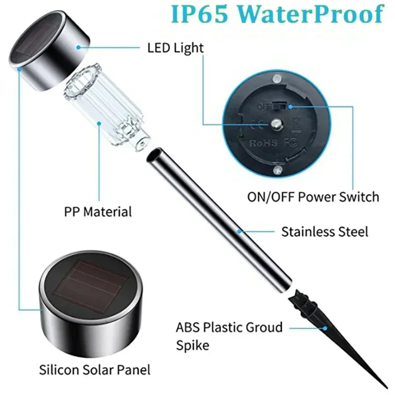 Luzes solares ao ar livre lâmpada de jardim movido a energia solar caminho de paisagem à prova dwaterproof água ao ar livre para quintal gramado pátio decorativo