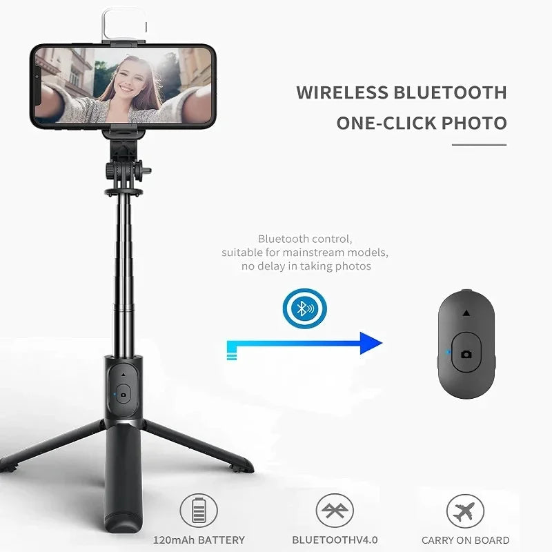 Xiaomi mijia selfie vara 1045mm sem fio bluetooth led luz de preenchimento tripé estendido com obturador remoto para android ios celular