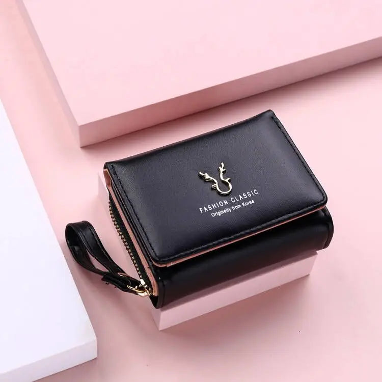 Marca de luxo das mulheres pequena carteira titular do cartão feminino carteiras curtas com bolsa de moedas para mulher senhoras couro do plutônio ferrolho mini embreagem