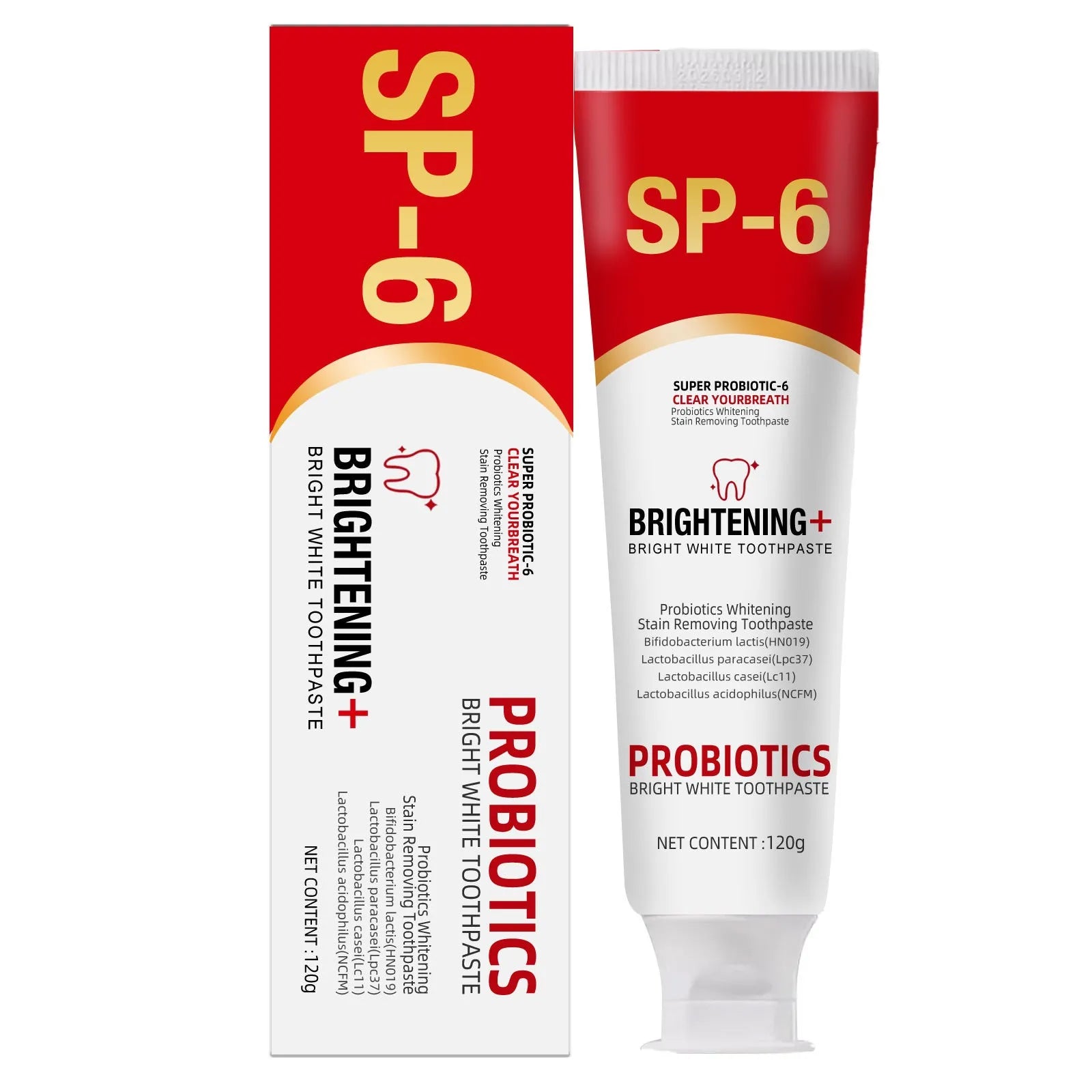 Sp 6 ultra branqueamento sp 6 creme dental ultra branqueador sp-6 probiótico clareamento creme dental limpeza profunda cuidados dente