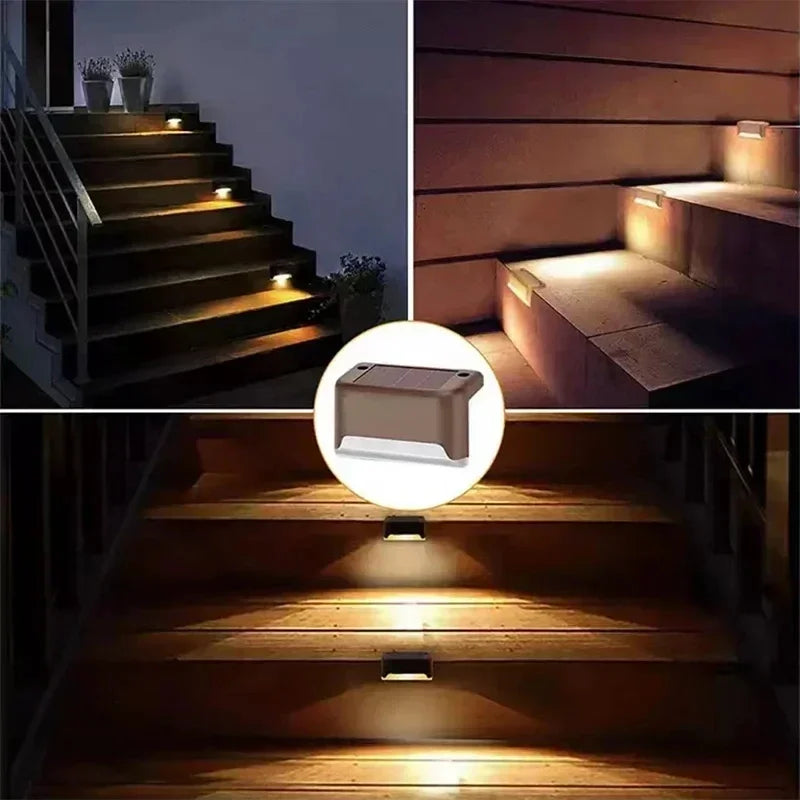 1/4/8/12/pcs solar luzes led ao ar livre jardim luz deck lâmpada solar escadas luz à prova dwaterproof água solar passo lâmpada pátio decoração do jardim