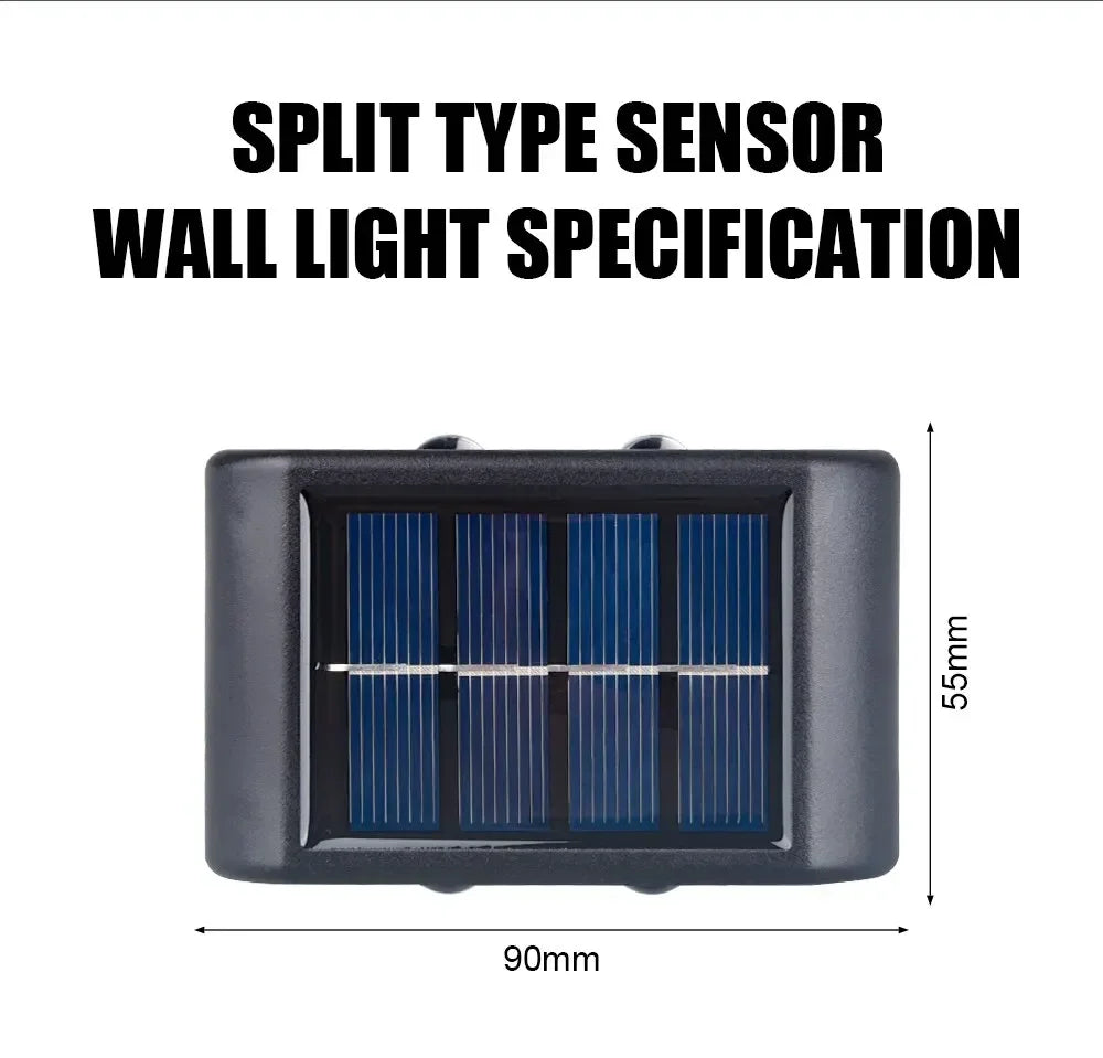 Luz de parede solar ao ar livre 12 led à prova dwaterproof água luz do jardim pátio balaustrada atmosfera decorativa para baixo lâmpada solar luminosa