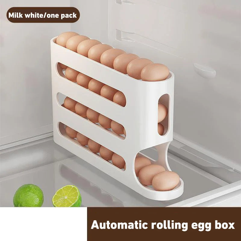 4 camadas de armazenamento de ovos suporte de rolamento automático rack geladeira caixa recipiente cozinha geladeira dispensador de ovos geladeira organizador de ovos