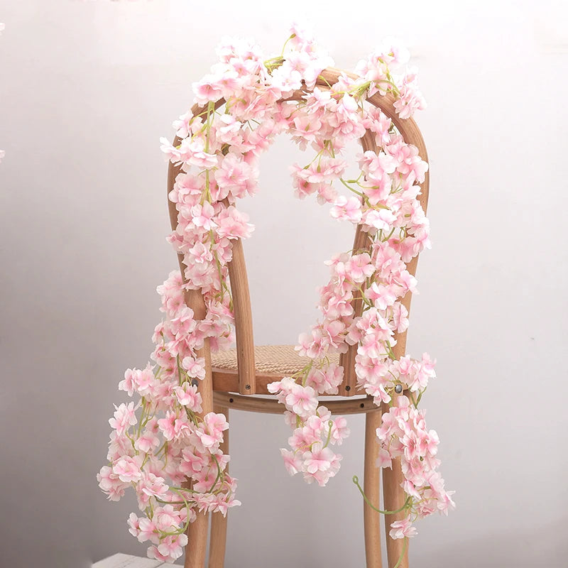 180cm artificial sakura flores videira casamento jardim rosa arco decoração de festa em casa natal nupcial falso seda scrapbook plantas