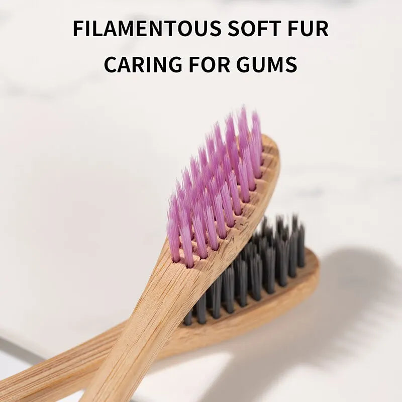 Único Couro Envolvido Bambu Toothbrush Set Natural e Ambientalmente Amigável Bambu Toothbrush Tablet Uma Caixa de 10 PCS