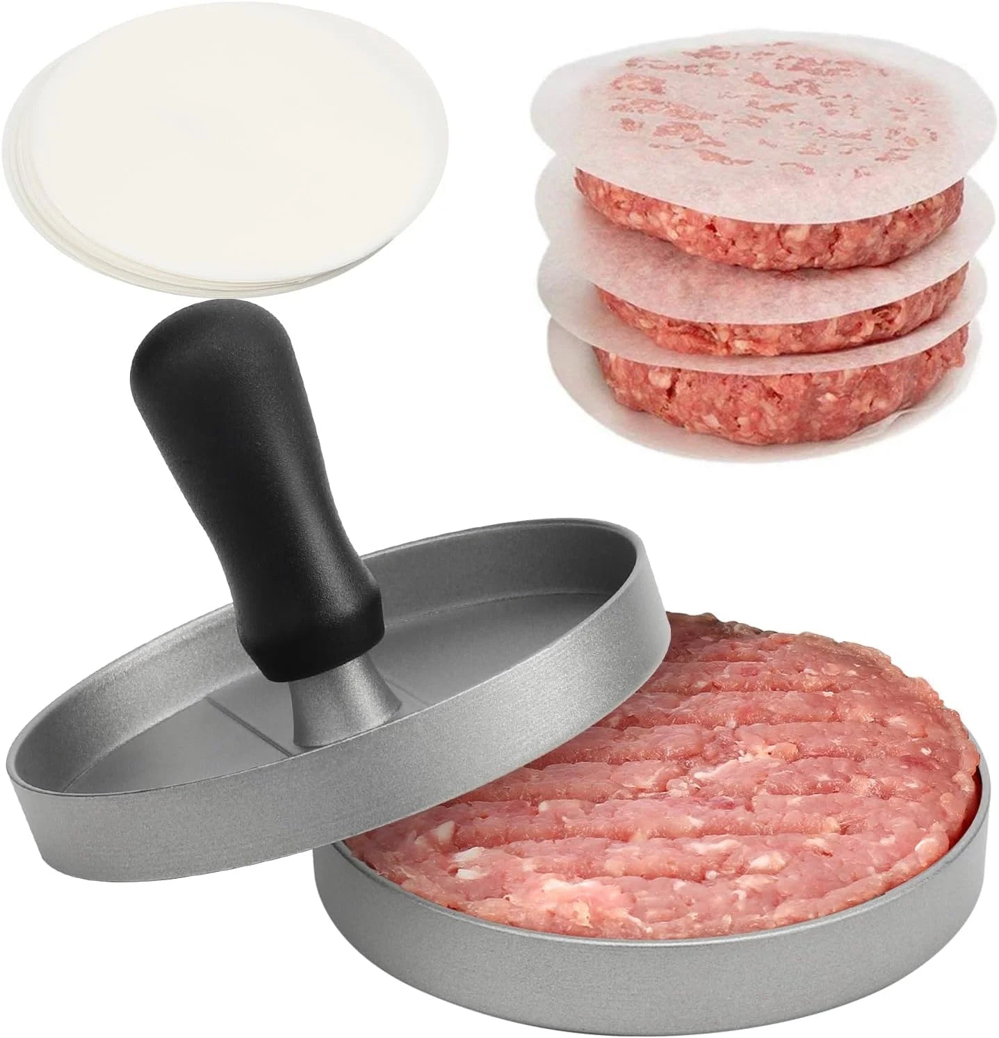 Imprensa de hambúrguer antiaderente fabricante de hambúrguer com papel de cera fabricante de hambúrguer de alumínio para cozinha churrasqueira