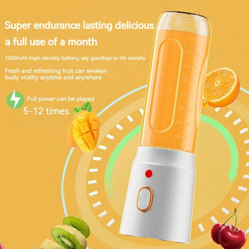 Liquidificador sem fio portátil, espremedor de frutas elétrico, máquina para esmagar gelo laranja, 10 lâminas, máquina auxiliar de alimentos, 1500ma, misturador