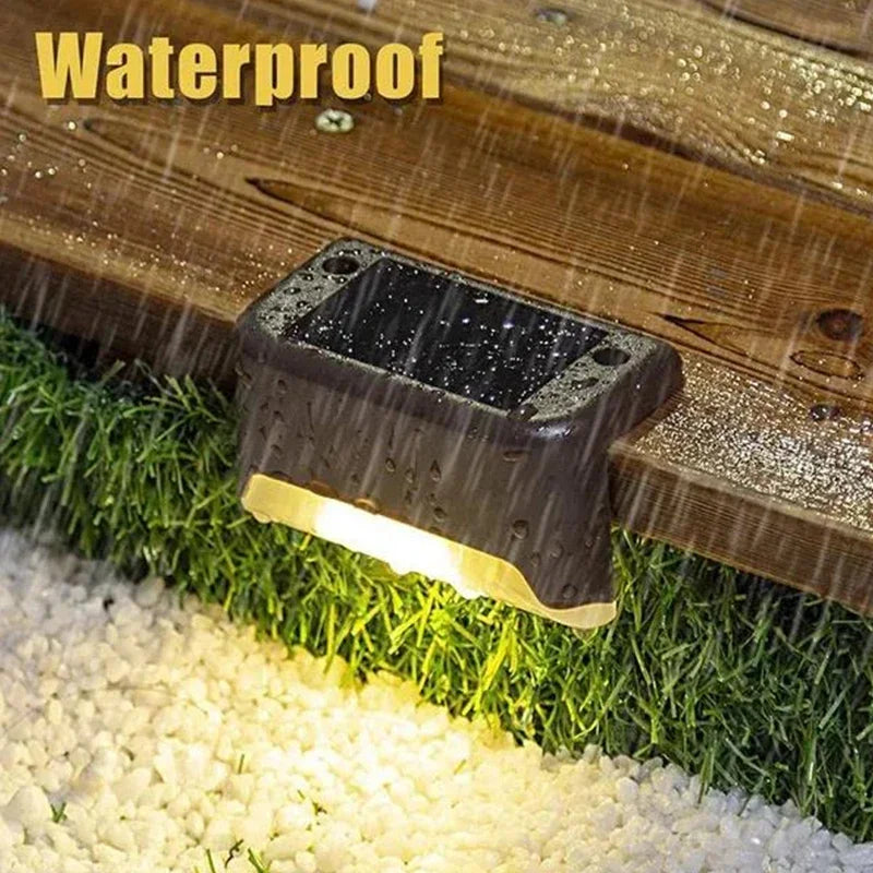 1/4/8/12/pcs solar luzes led ao ar livre jardim luz deck lâmpada solar escadas luz à prova dwaterproof água solar passo lâmpada pátio decoração do jardim
