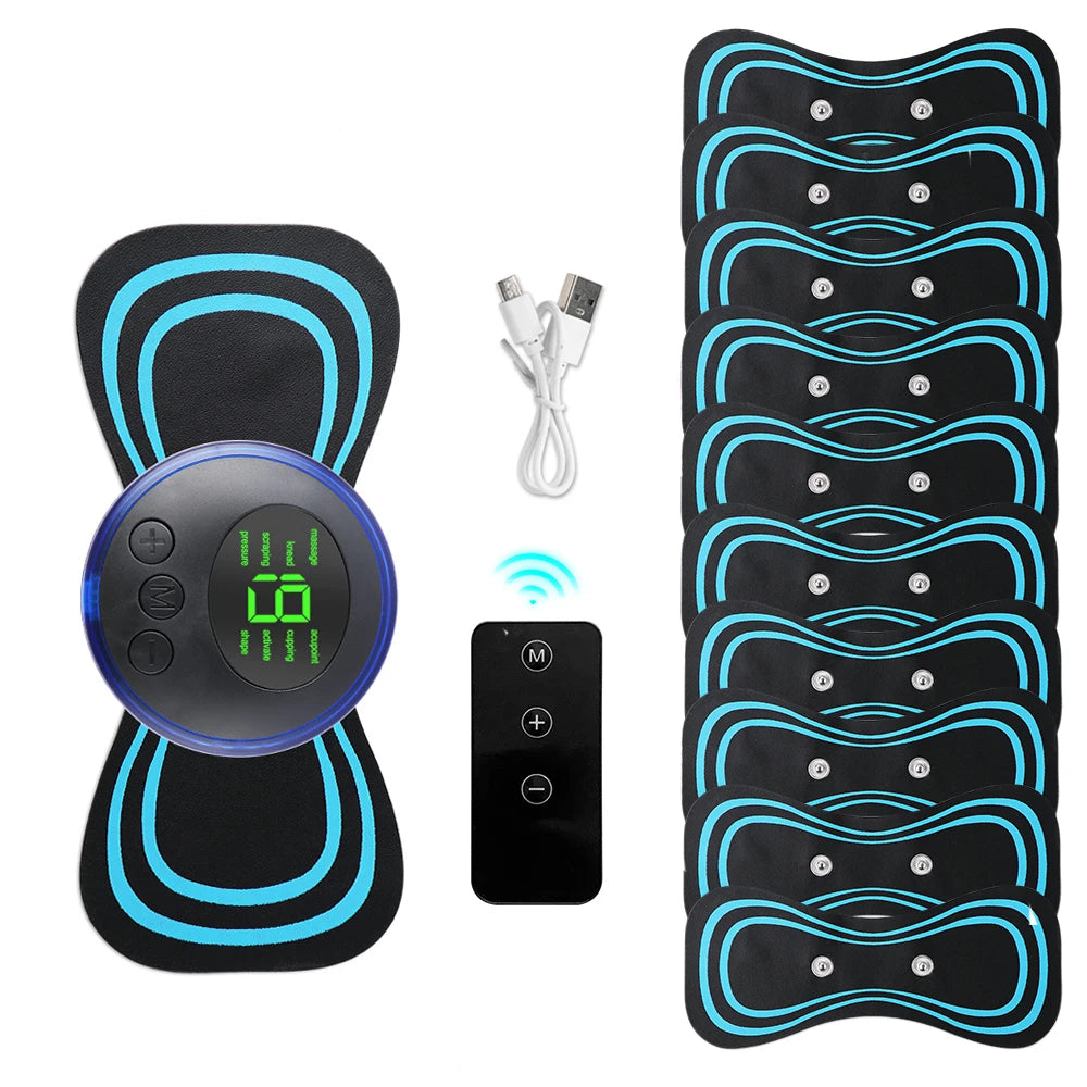 Mini portátil ems pescoço massageador elétrico maca de pescoço para alívio da dor muscular cervical e remendo de massagem de relaxamento de ombro