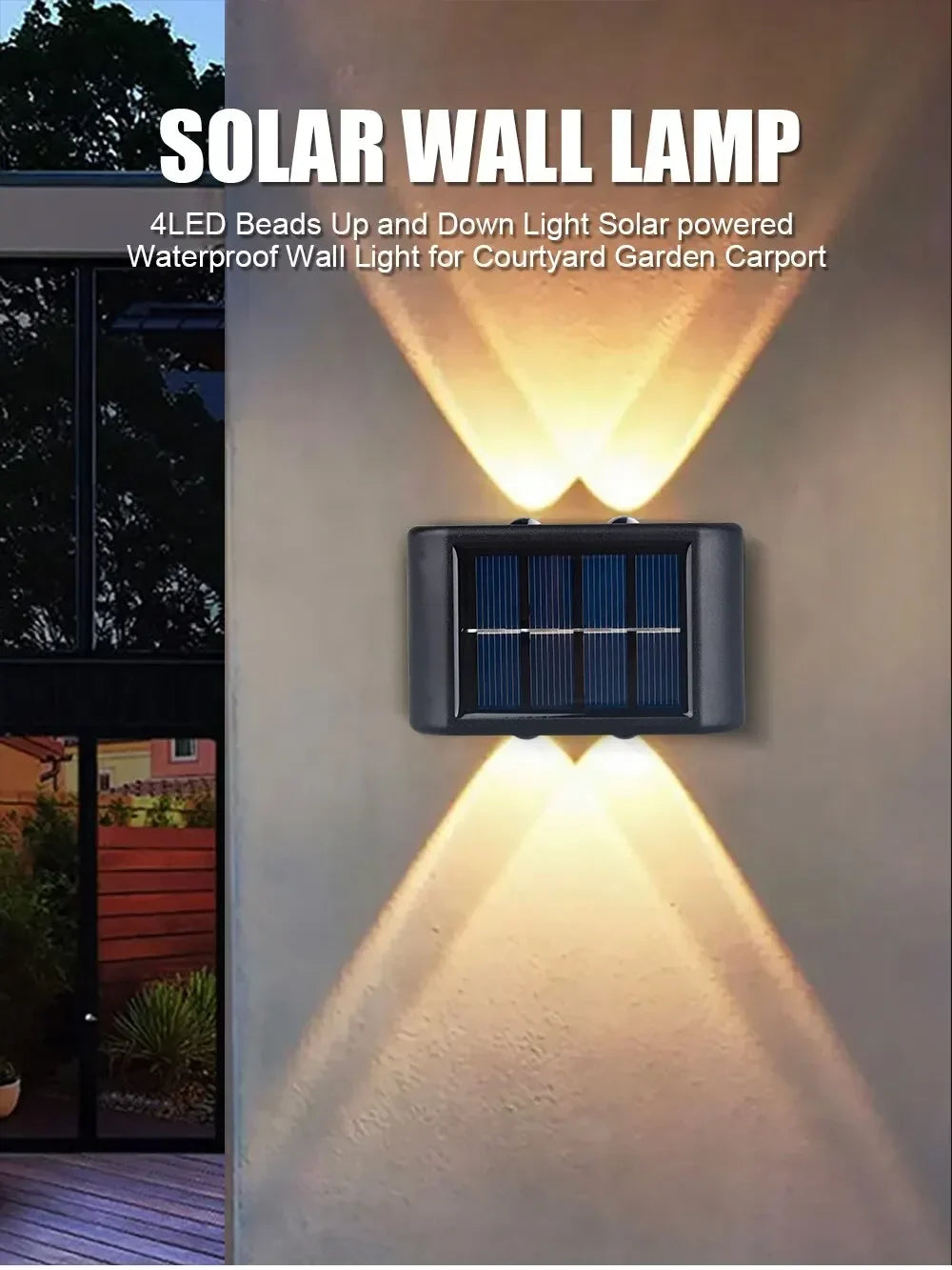 Luz de parede solar ao ar livre 12 led à prova dwaterproof água luz do jardim pátio balaustrada atmosfera decorativa para baixo lâmpada solar luminosa