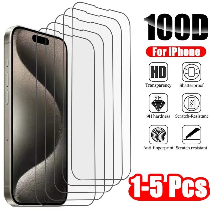 Película de vidro de proteção 1-5 peças de vidro temperado para iPhone 16 15