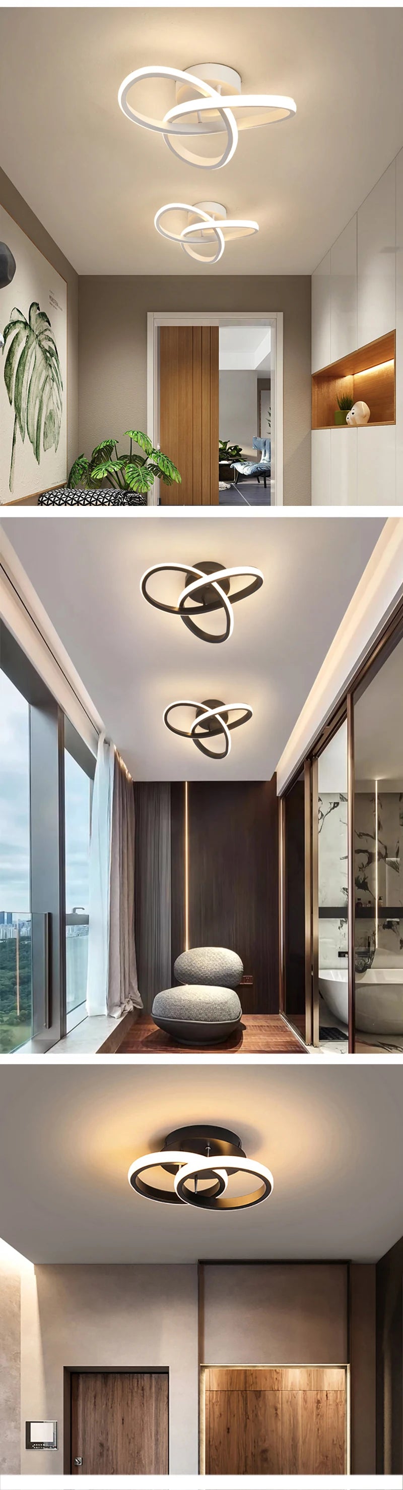 Estilo Moderno Household LED Lustre, Lâmpada Do Teto, Luz Do Quarto, Instalação De Superfície, Lâmpada De Sala De Jantar, 3 Cores, AC 220V