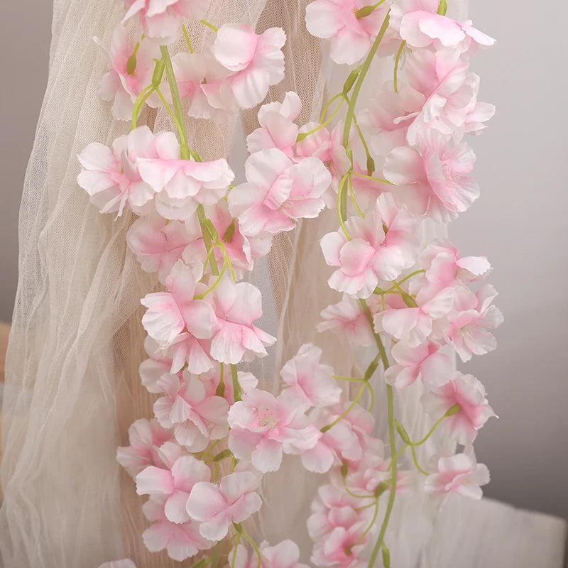 180cm artificial sakura flores videira casamento jardim rosa arco decoração de festa em casa natal nupcial falso seda scrapbook plantas