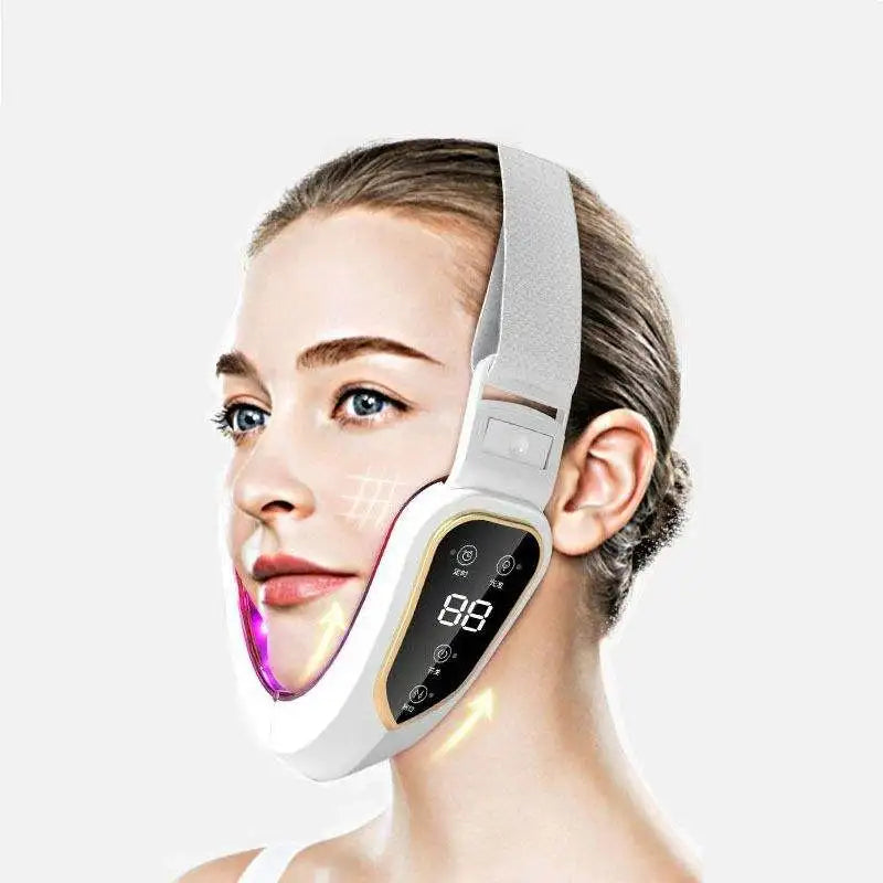 Dispositivo de levantamento facial led fóton terapia facial emagrecimento vibração massageador facial aquecido queixo duplo v rosto vibração massageador
