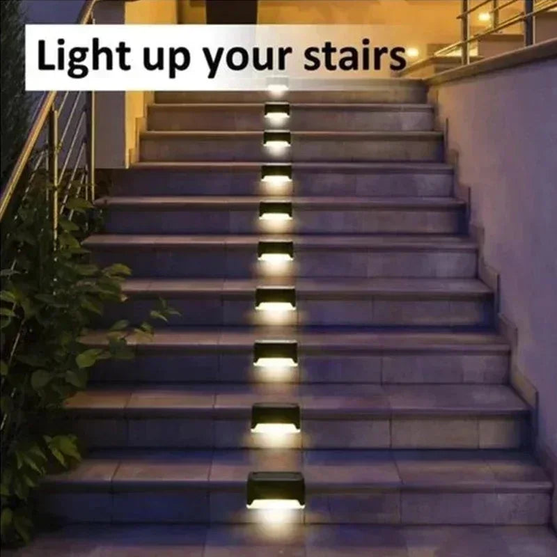 1/4/8/12/pcs solar luzes led ao ar livre jardim luz deck lâmpada solar escadas luz à prova dwaterproof água solar passo lâmpada pátio decoração do jardim