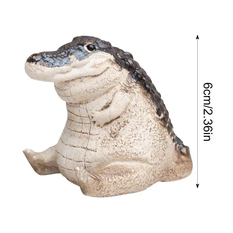Figura Jacaré, Chubby Crocodile Ornamento, Estatuetas de Resina Animal, Decoração de Jardim, Gramado, Desktop, Varanda