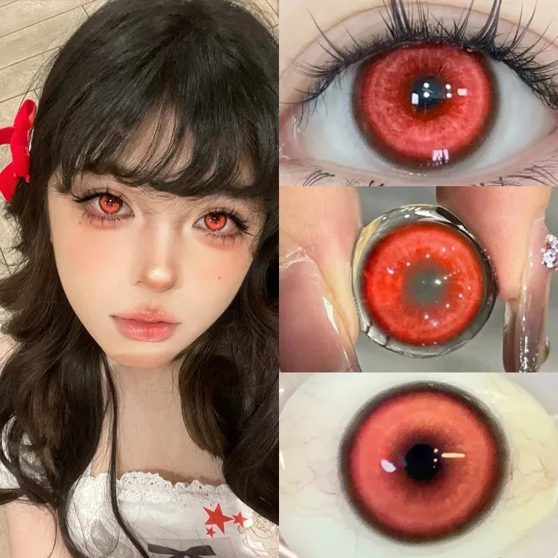 1pair Cosplay Koi Blue Green Pink Red Brown Violet Contact Lenses Halloween Scary Softlens 14.5mm